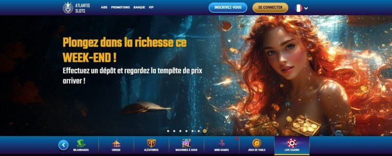 Atlantis Slots Casino menu